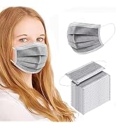 100PCS Masks Grey Disposable Face Mask 3 Ply Breatherable Face Masks