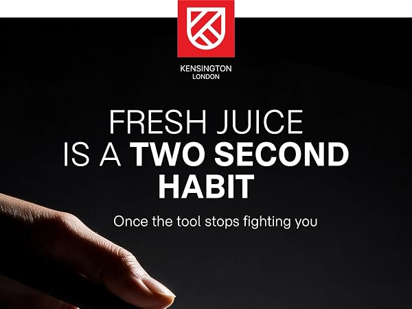Hands pressing a lemon half with the 304 stainless steel squeezer, designed in the UK.