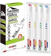 VKshop 24 Individual Wrapped Travel Toothbrush Set with Toothpaste, Bulk Disposable Toothbrushes ...