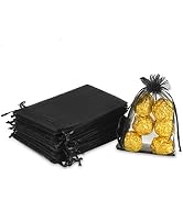 Hopttreely 100PCS 4x6" (10x15cm) Sheer Drawstring Gift Bags, Black Organza Wedding Party Favor Po...
