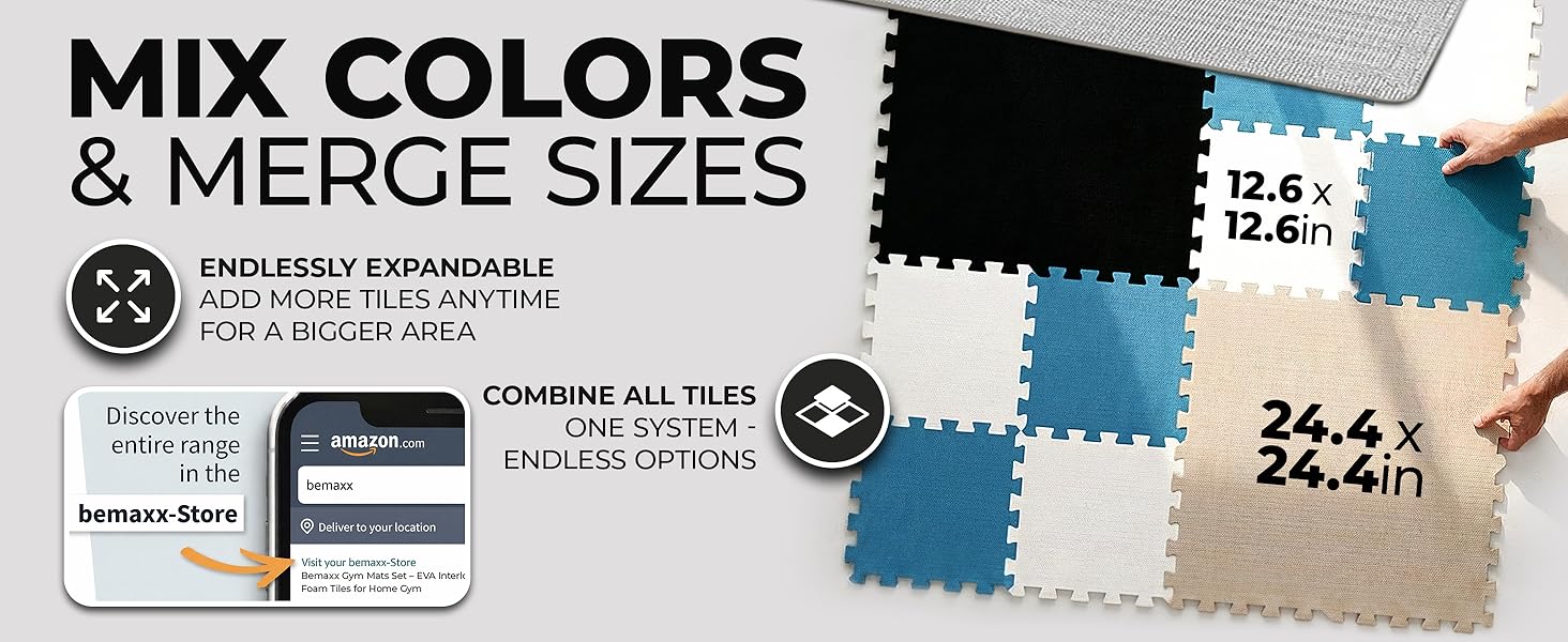 bemaxx interlocking puzzle mat mats gym flooring eva fitness home floor protection mix&merge