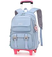 ZHANAO Rolling Backpack Luggage BookBag with Wheels Trolley Bag Wheeled Travel Backpack for Girls...