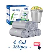 gray small 4 gallon trash bags, grey garbage bags, bathroom trash can bin liners, waste basket liner
