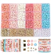 2350pcs Clay Beads for Bracelets Making, 6 Color Heishi Beads Polymer Clay Beads for Jewelry Maki...
