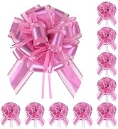 TIMESEEK 10-Pack Blush Pink Pull Bows for Gift Wrapping - 6 Inch Reusable Ribbon Bows, Large Inst...