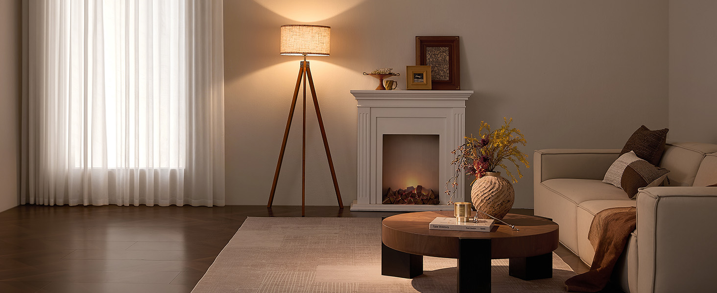 floor lamp for living room mid century standing lamp modern wood rustic for bedroom office dorm
