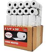 (50 Rolls) 2 1/4 x 50 Thermal Paper Receipt Rolls 55 GSM Premium Quality German Paper fits all Cr...