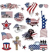 JarThenaAMCS 2 Sheets 4th of July Patriotic Thick Gel Clings Red Blue Star Soldier USA American F...
