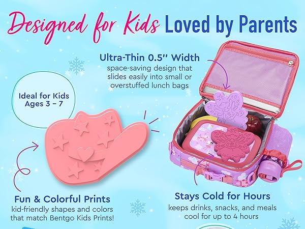 bentgo kids ultra thin ice pack stays cold for hours fun colorful ice packs for kids lunch bag