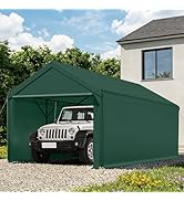 Carport, 10x20ft Heavy Duty Car Port, Portable Garage with Removable Sidewalls & Doors, Carports ...