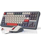 Womier M87 75% Retro TKL Mechanical Gaming Keyboard and Mouse, 87 Keys USB C Wired Computer Keybo...