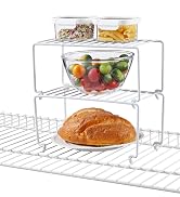ziroland 2-Pack Small (10.8x5.3inch) White Stackable Shelf Organizer Rack, Kitchen Shelves Organi...