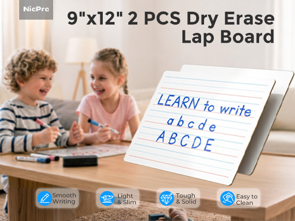Dry Erase Lap Board 9 x 12 inches 2 Pack