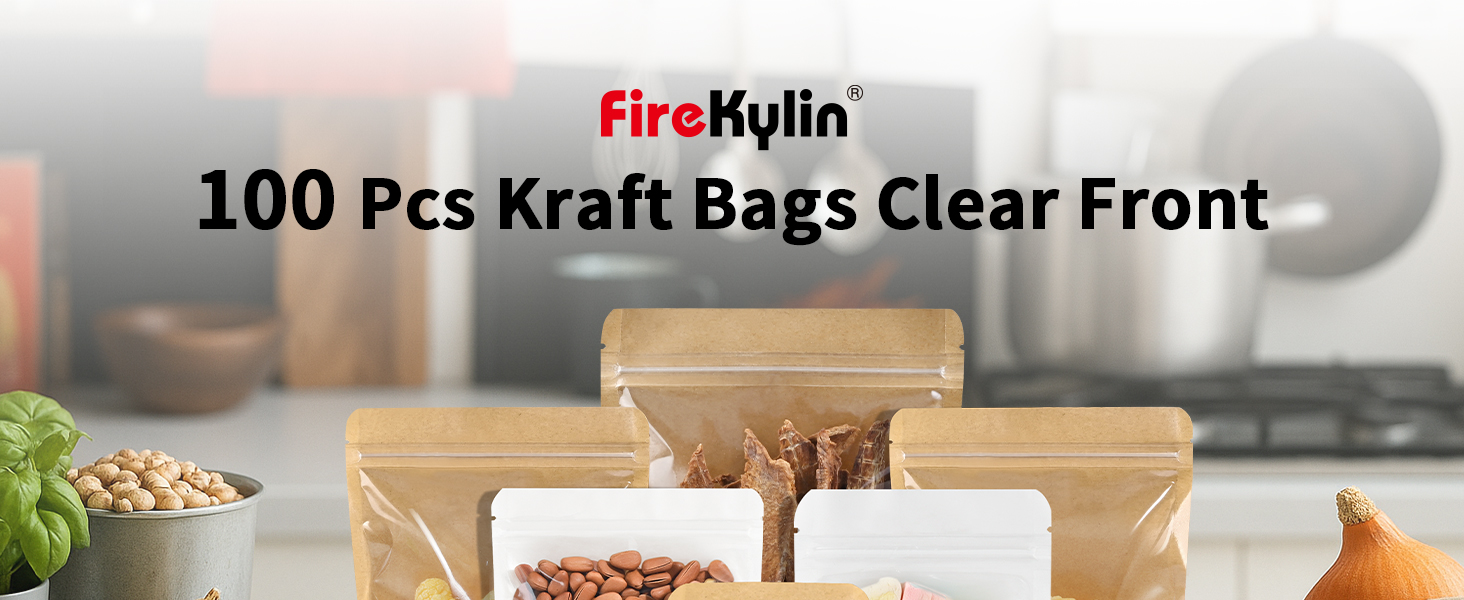 Kraft Bags With Window Clear Front Pouches