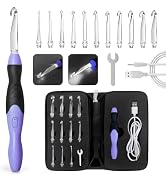 Light Up Crochet Hook Sets, 11 Sizes Interchangeable Lighted Crochet Hook Set, LED Rechargeable C...