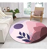 HiiARug Round Area Rug 4Ft Extra Soft Washable Rugs Abstract Boho Area Rugs for Living Room (Pink...