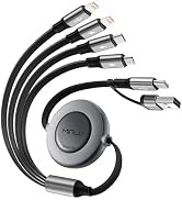 4 in 2 Multi Charging Cable 4A, 4Ft USBC Charging Cable, Retractable Car Charger with Lightning/T...