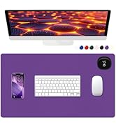 Niniubye Heated Desk Pad, 23.6" x 14.2" Leather Non-Slip Warm Desk Pad, Large Mouse Mat with 3 Le...