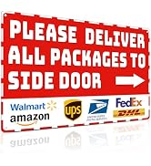 Piemow Package Delivery Metal Sign, Please Deliver All Packages to Side Door, Waterproof & Rustpr...