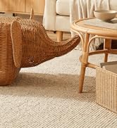 MUTTROS Elephant Cat Condo Bed for Indoor Cats, Handwoven Wicker Cat House with Thick Plush Cushi...