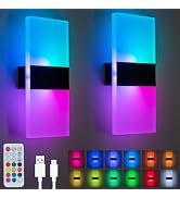 SURPALIG LED Wall Lights for Room Decor, 4000mAh Battery Operated Wall Sconce Set of 2, Remote Co...