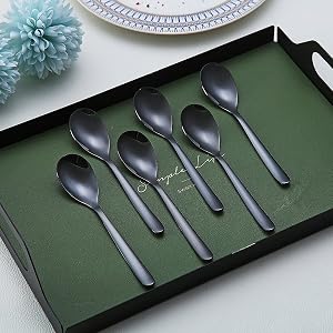 6 Piece Stainless Steel Coffee Spoons Set (Black)