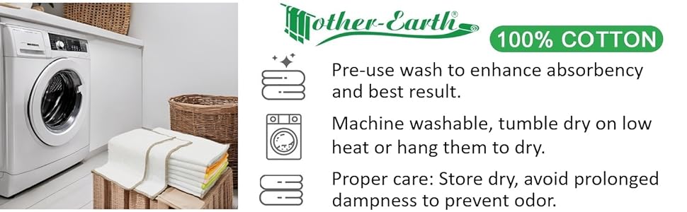 Mother-Earth Cotton Dish Cloths, Absorbent Quick-Drying Cleaning Cloths, Reusable Kitchen Dish Rags
