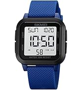 Gosasa Square Women's Men's Digital Watch Big Numbers Dial Multifunction Large Face Waterproof Un...