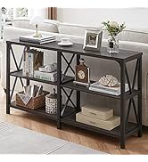 LVB Industrial Console Table, Rustic Wood and Metal Sofa Table, Hallway Entry Table for Home Livi...