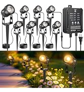ROLANCHE Plug and Play Low Voltage Landscape Lighting Kit, 8-Pack Wired Landscape Lights with Sma...