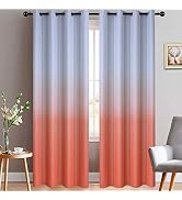 Yakamok Coral Ombre Curtains Light Blocking Gradient Color Panels Room Darkening Thermal Insulate...