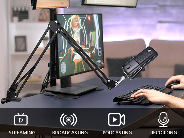 Suspension boom arm stand suitablely fit your Elgato Wave 3 mic