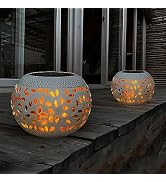 Solar Table Lights Outdoor Waterproof - Dancing Flickering Flame Lamp White Metal Tabletop Light ...