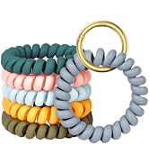 Uniclife 6 Pcs Stretchable Wristband Wrist Keychain Flexible Spring Spiral Coil Key Holder with G...
