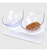 Leo's Paw Anti-Vomiting Orthopedic Cat Bowl Elevated 15° Tilted Cat Food and Water Bowls for Bett...