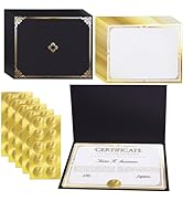 75 Sets Certificate Paper Kit, Gold foil Border Award Certificate Holders & 8.5x11 Inches Certifi...