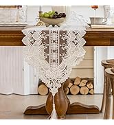 Lace Table Runner Exquisite Embroidery Floral,UWWGKK Table Runners with Tassel Retro French Count...