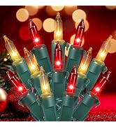 Hopolon Christmas Lights Indoor Outdoor, 2 Pack 13 FT 50 Count Incandescent Mini String Light, Gr...