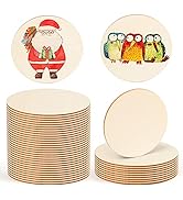 BigOtters 42PCS 4 Inch Wood Circles, Unfinished Wood Circles Natural Round Disc Cutouts Craft Woo...