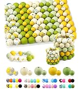 100PCS FIVEIZERO Silicone Beads for Keychain Making, 9mm & 15mm Yellow Green Mixed 5 Colors Silic...