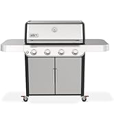 Weber Genesis S-415 Liquid Propane Gas Grill for Outdoor Grilling, 4 Burners, Stainless Steel