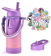 Mininoo Insulated Kids Water Bottle, 16oz Stainless Steel Water Bottle Kids with Paracord Handle ...