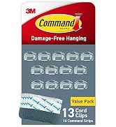 Command Round Cord Clips, Damage Free Hanging Cable Clips, No Tools Wall Clips for Hanging Electr...