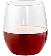 Ciaell 24 Pack Clear Plastic Wine Glasses - 12 Oz Plastic Stemless Glasses - Disposable Wine Cups...