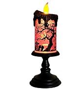 Eldnacele Halloween Snow Globe Candles Lighted Lamp, Battery Operated Spinning Water Glittering T...
