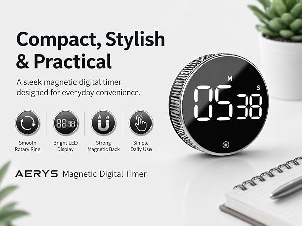 digital kitchen timer, countdown timer, magnetic kitchen timer, digital countdown clock, SPN-RECPP