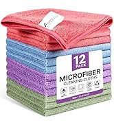 SIFANGKE Microfiber Cleaning Cloth, 12 Pack Assorted Color Cleaning Rags for Housekeeping, Colorf...