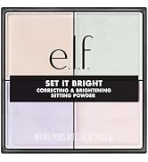 e.l.f. Set it Bright Powder Quad, Brightening Loose Setting Powder, Bakes, Blurs & Sets for Soft-...