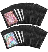 Resealable Bags for Food Storage 300 Pieces Reusable Bags with Clear Window (3×4.7Inch Black) Edi...