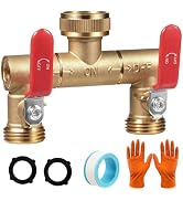Caravista Hose Splitter 2 Way Heavy Duty Brass Garden Hose Splitter with 360° Rotatable